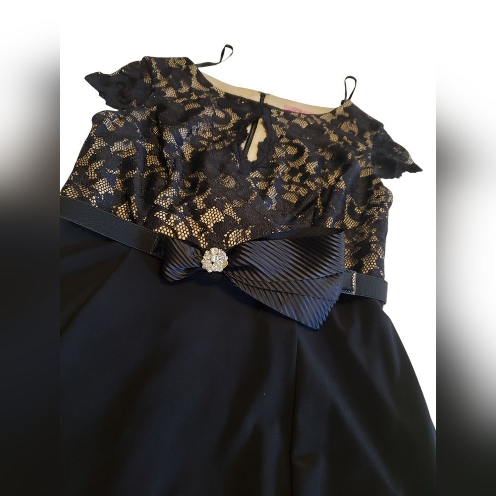 ELIZA J NY Black and Nude Lace Fit and Flare Dress, Gown, Formal